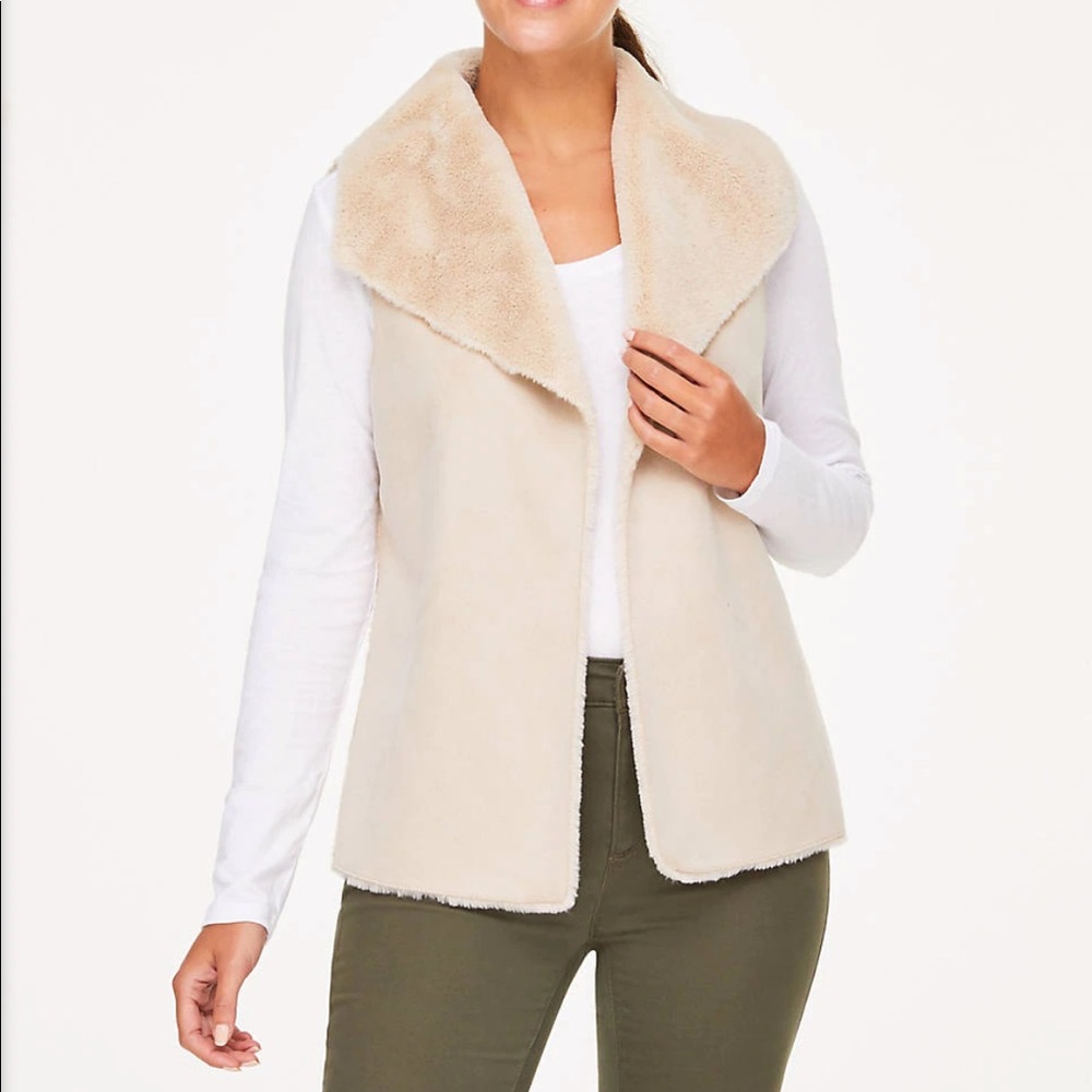 Loft Outlet Suede/Sherpa lined Vest